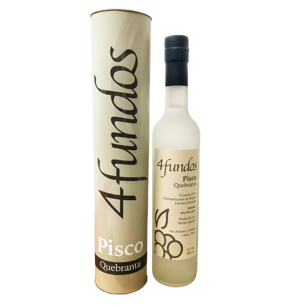 Cuatro Fundos Pisco Quebranta con estuche, Cuatro Fundos 500 ml.