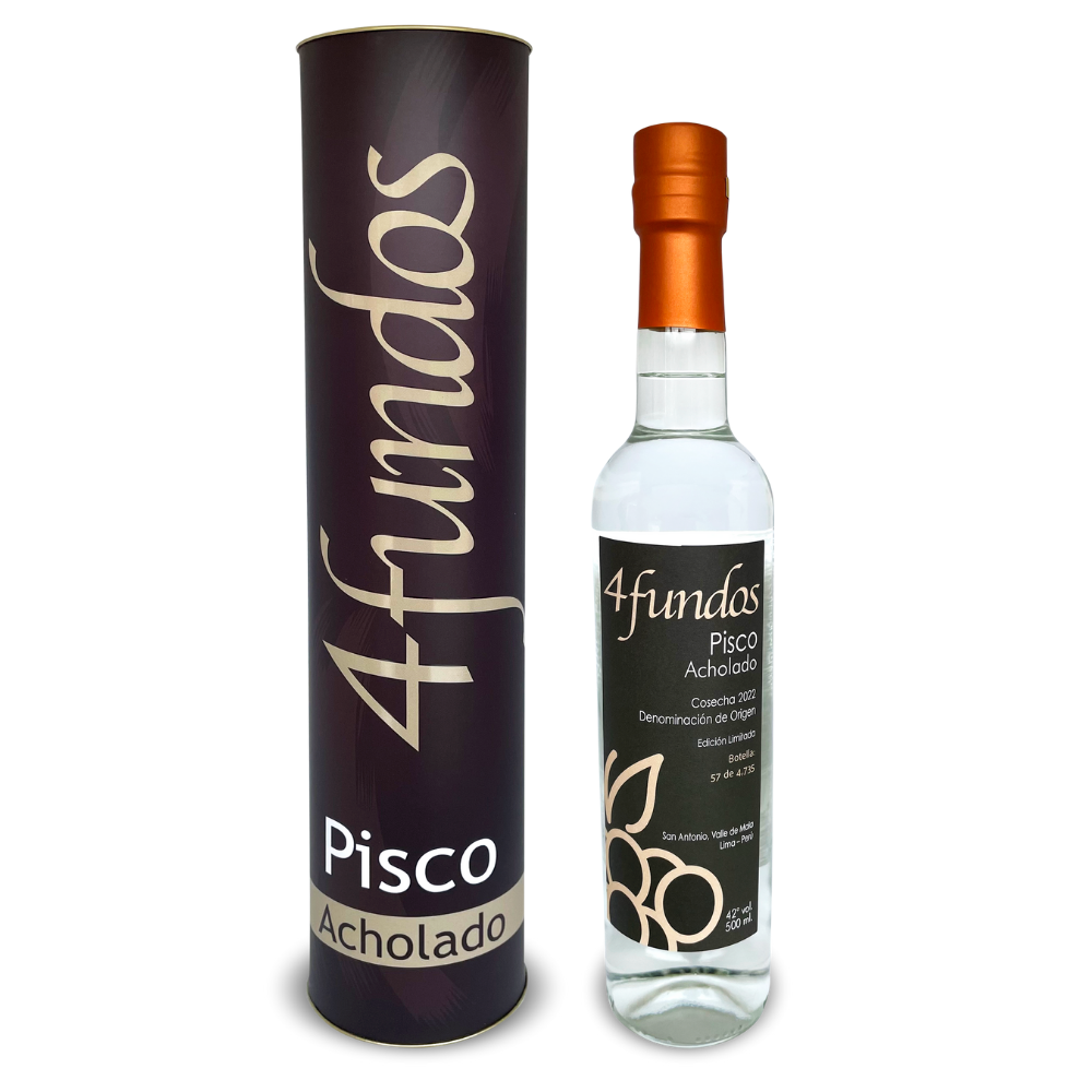 Cuatro Fundos Pisco Acholado con estuche, Cuatro Fundos 500 ml.